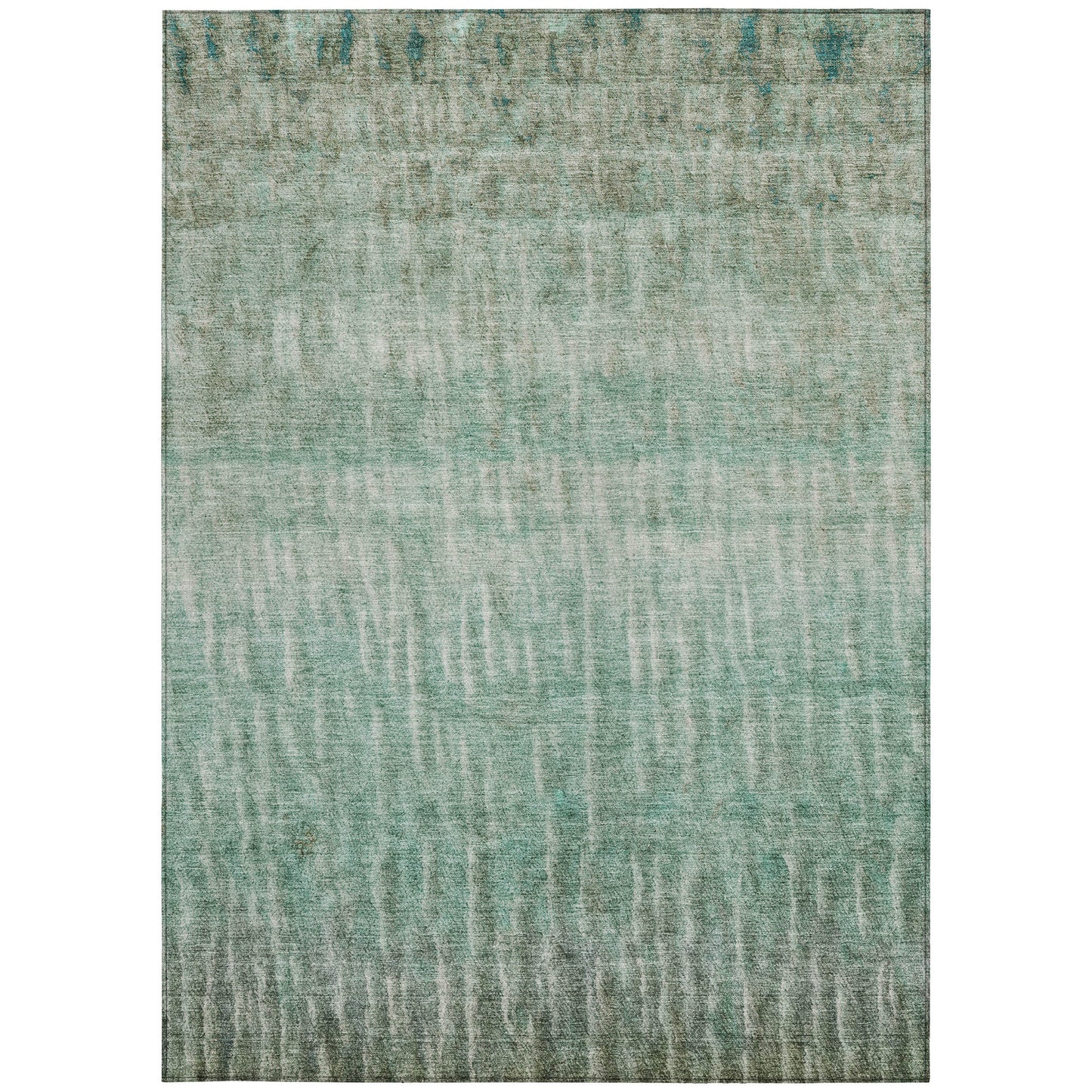 3' X 5' Teal Blue And Beige Abstract Washable Indoor Outdoor Area Rug