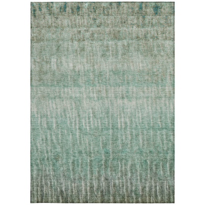 3' X 5' Teal Blue And Beige Abstract Washable Indoor Outdoor Area Rug