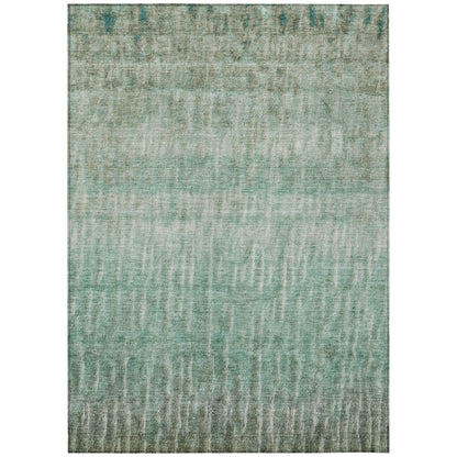 10' X 14' Teal Blue And Beige Abstract Washable Indoor Outdoor Area Rug
