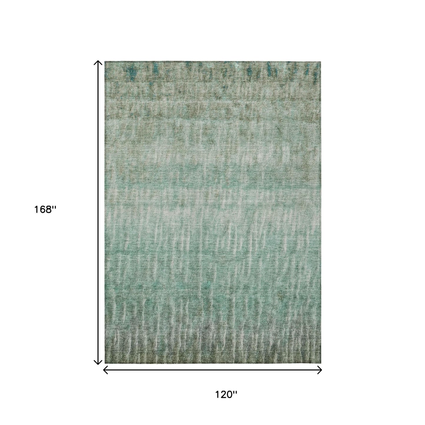 10' X 14' Teal Blue And Beige Abstract Washable Indoor Outdoor Area Rug