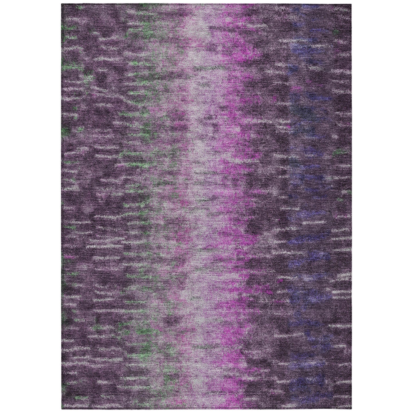 3' X 5' Eggplant Green And Blue Abstract Washable Indoor Outdoor Area Rug