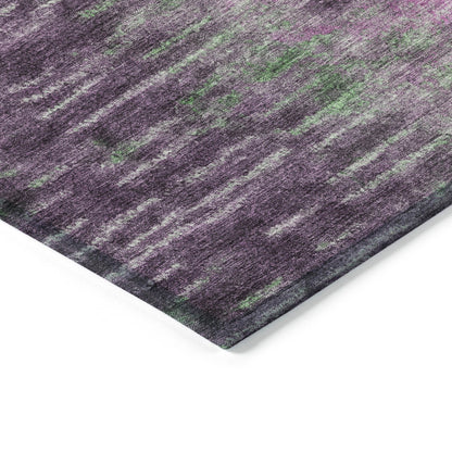 8' Eggplant Green And Blue Round Abstract Washable Indoor Outdoor Area Rug