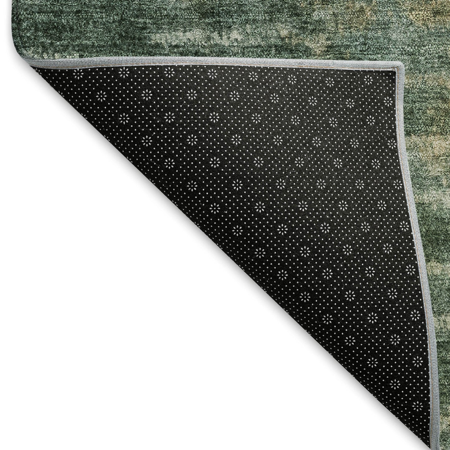 3' X 5' Emerald Teal Blue And Ivory Abstract Washable Indoor Outdoor Area Rug