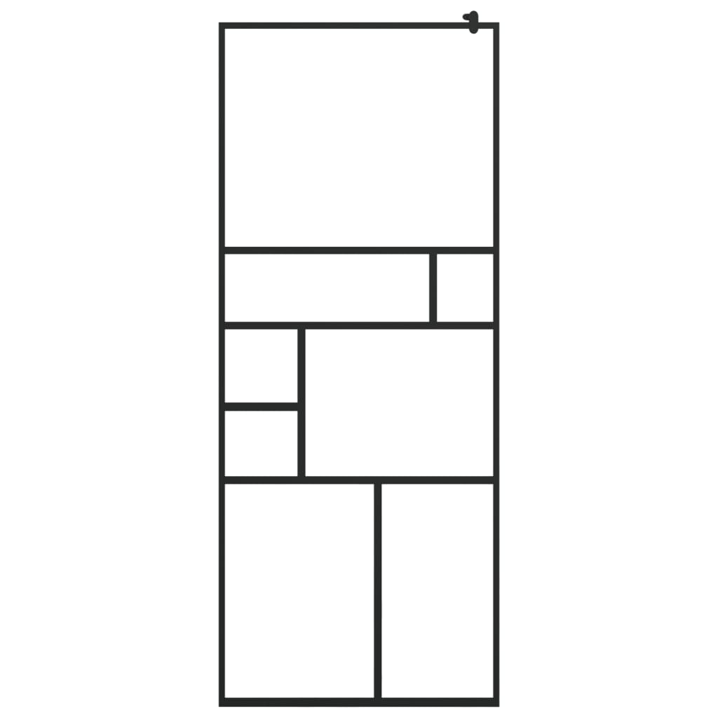 vidaXL Walk-in Shower Wall with Shelf Black 31.5"x76.8" ESG Glass&Aluminum