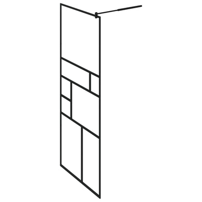 vidaXL Walk-in Shower Wall with Shelf Black 31.5"x76.8" ESG Glass&Aluminum