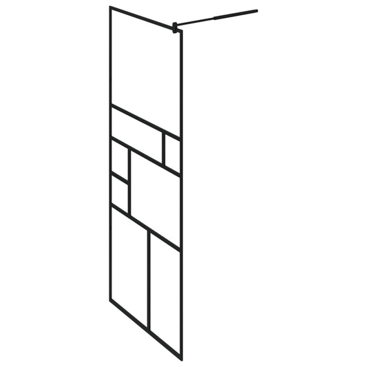 vidaXL Walk-in Shower Wall with Shelf Black 31.5"x76.8" ESG Glass&Aluminum