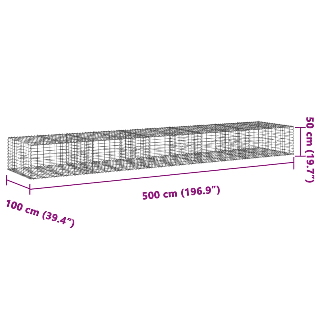 vidaXL Gabion Basket with Cover 39.4"x19.7"x39.4" Galvanized Iron