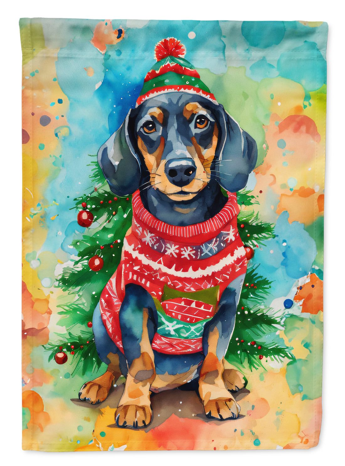 Dachshund Christmas Garden Flag