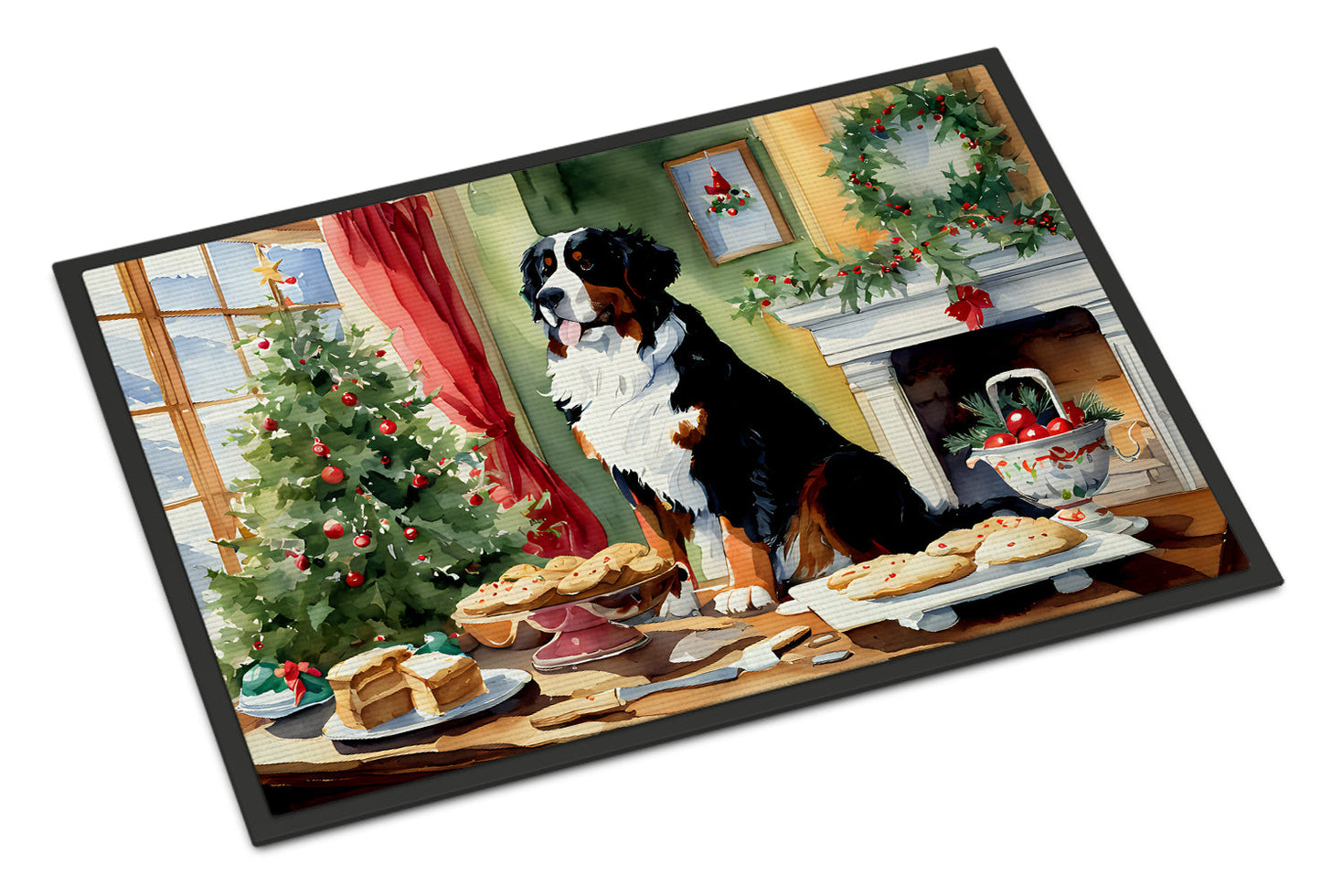 Bernese Mountain Dog Christmas Cookies Doormat
