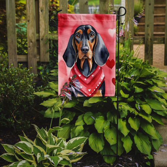 Black and Tan Coonhound My Valentine Garden Flag