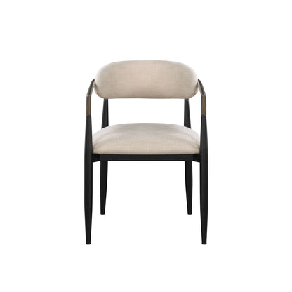 Set of 2 Beige and Black Armchair with Open Back