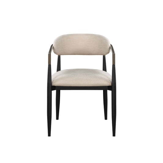 Set of 2 Beige and Black Armchair with Open Back