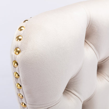 Set of 2 Thick Golden Swivel Velvet Barstools